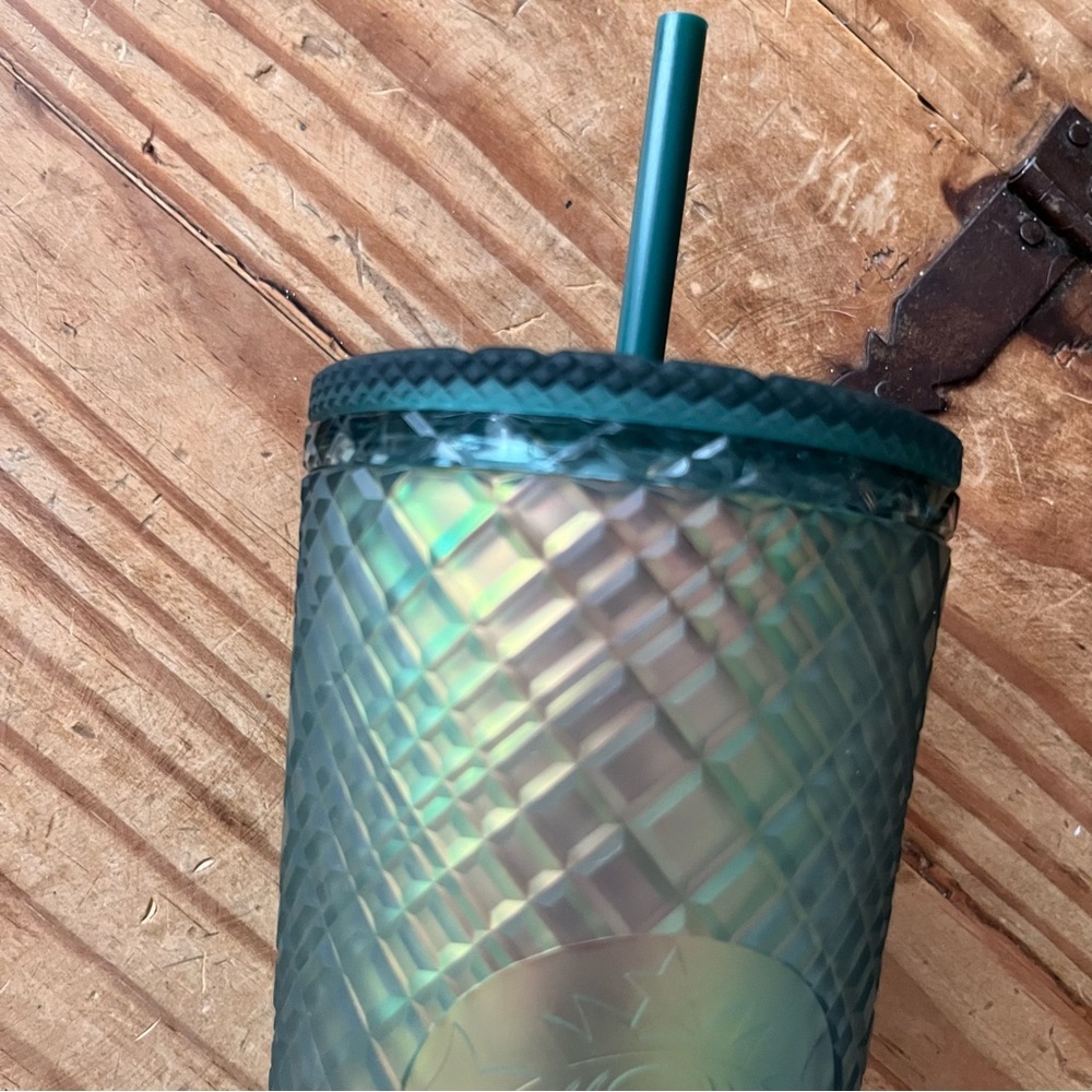 Fall 2023 Starbucks Soft Touch Jeweled Green/Gold Cold Cup Tumbler Venti 24oz - Picture 3 of 6
